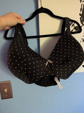 Lane Bryant Cacique Bra 42F EUC Lightly Lined Full Coverage Polka Dots